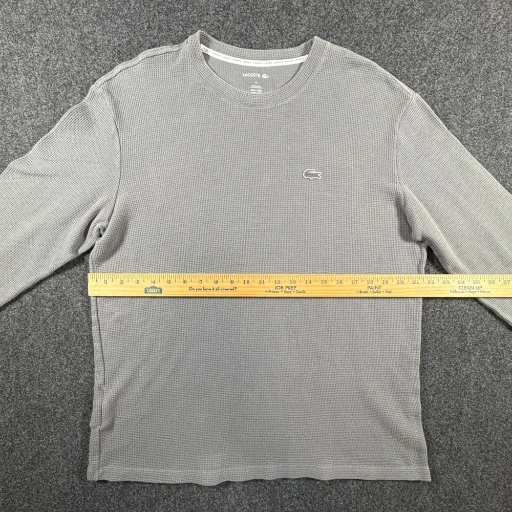 Lacoste‎ Mens XL Gray Waffle Knit Thermal Long Sleeve Sleepwear Top Logo